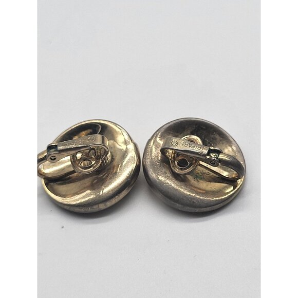 Vintage Crown Trifari Brushed Shiny Gold Tone Swirl Clip Earrings Classic - Picture 3 of 8